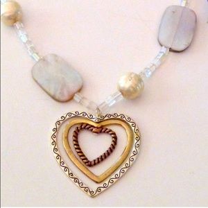 Shell beaded heart necklace